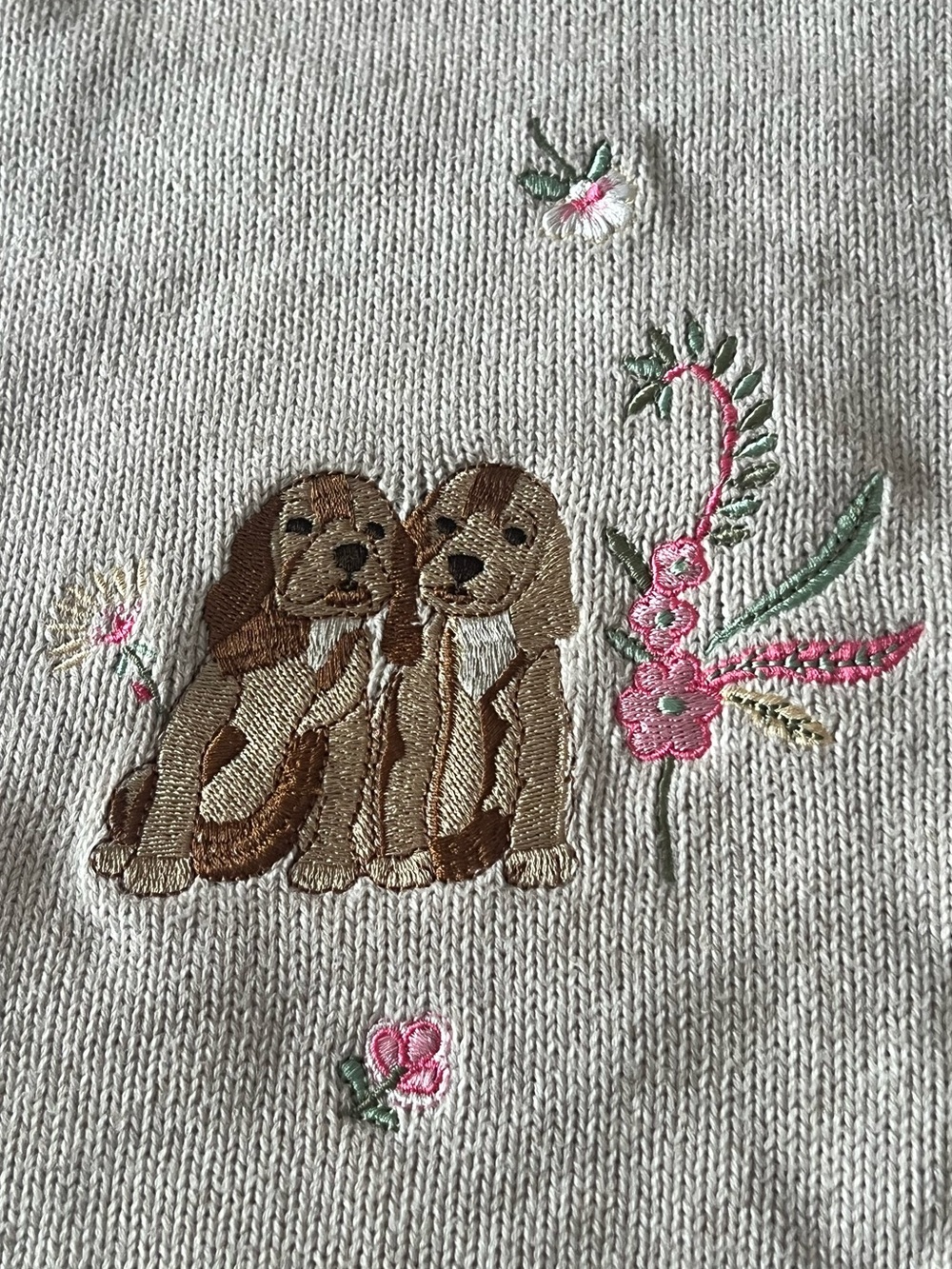 Vintage Tabi Cottagecore Embroidered Dog Cotton Sweater Vest M - Picture 5 of 12